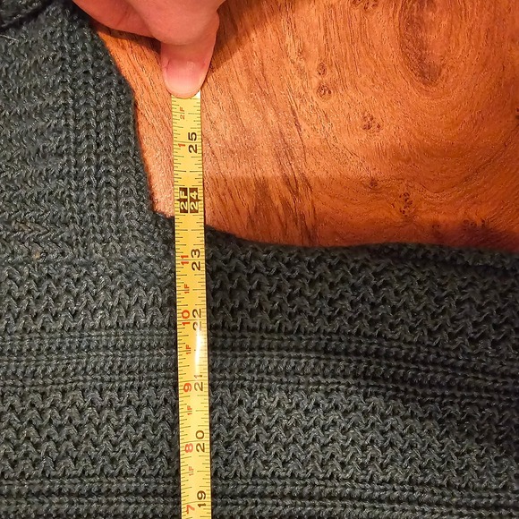 Vintage 417 Van Heusen Mens XL Teal Green Ramie Cotton Chunky Knit Sweater - Picture 6 of 9